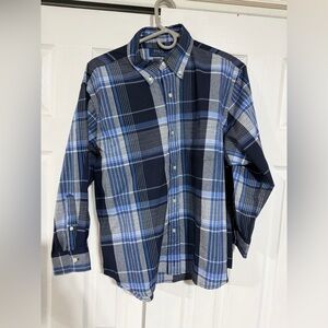 Ralph Lauren POLO Navy and Light Blue Plaid Button-Down Shirt